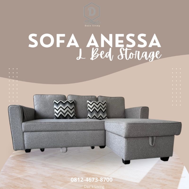 SOFA ANESSA L BED STORAGE SOFA MULTIFUNGSI SOFA RUANG TAMU SOFA RUANG TV
