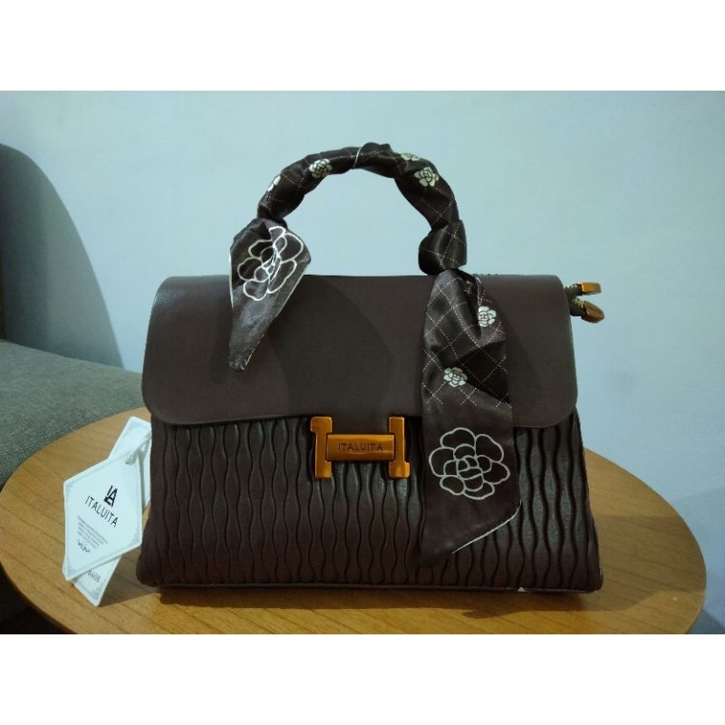 tas_import _makassar-LA italuita plisket coklat