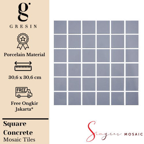 Concrete Square Singres Mosaic Tiles | Mosaic Keramik