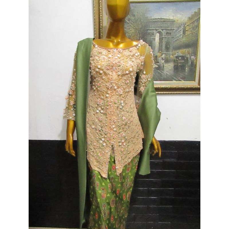 kebaya full payet premium kain brukat