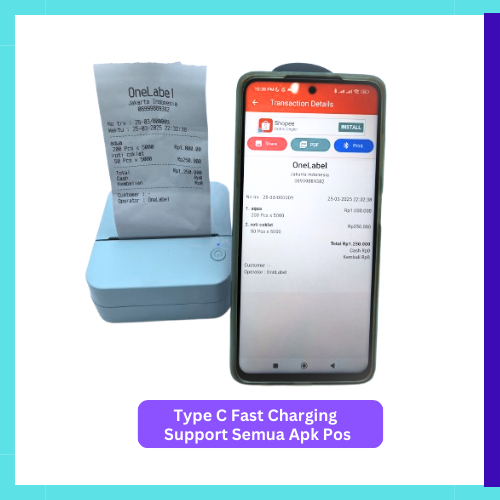 Onelabel Printer Thermal Bluetooth 58Mm Portable Thermal Baterai Kasir Pocket Mini Printer Bluetooth