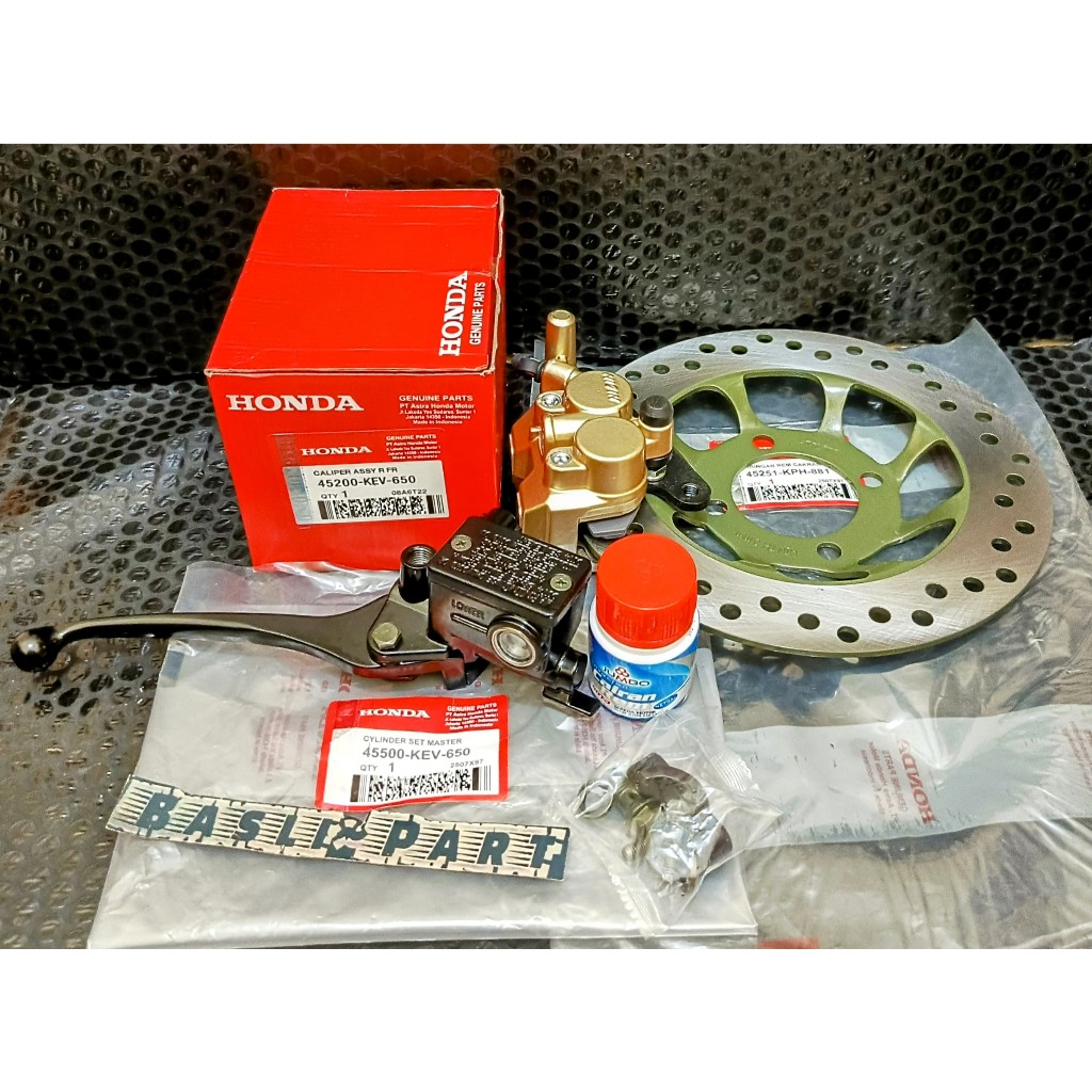 Paket 4 Item Kaliper Cakram Depan Set Piringan Cakram Supra X 125 Karisma Supra Fit New Revo Lama KE