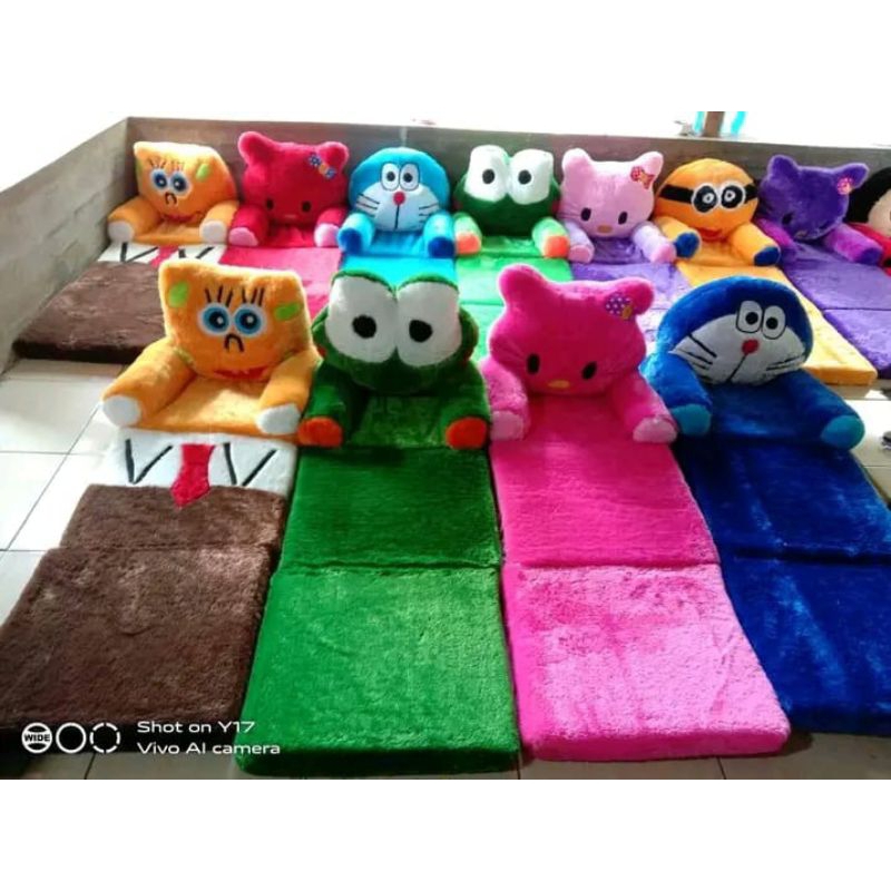 WAH SOFA BED  PREMIUM SOFA BED LIPAT BULU LEMBUT (3 LIPAT) SOFA BED KARAKTER / SOFA BED FOTO FREE UK