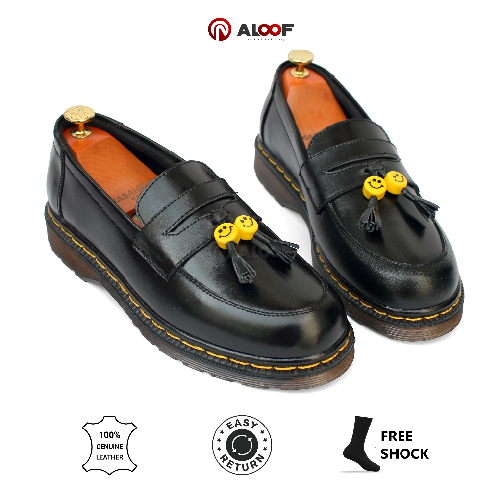 [SALE] 38-45 Aloof SMILE - Sepatu Loafers Tassel Pria Original Slip On Kulit Asli