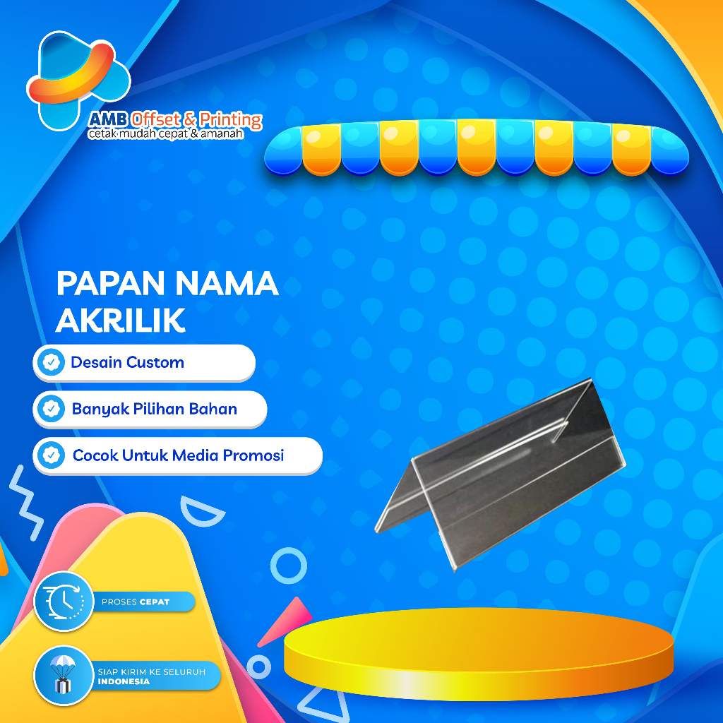

Papan Nama Akrilik Meja model landscape 2 sisi