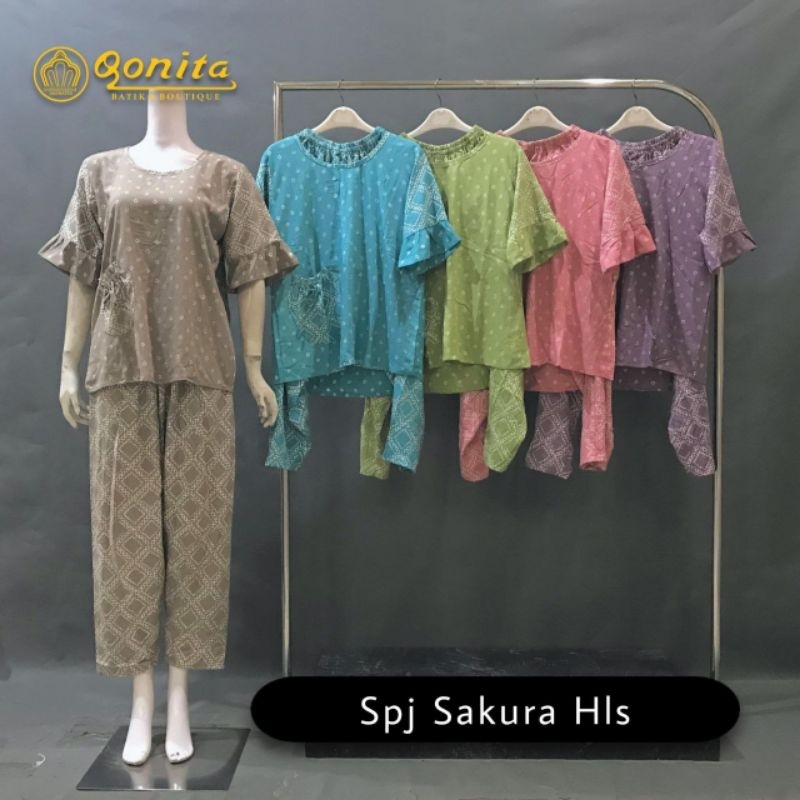(LD 100 CM) Setelan Daster Qonita Batik Pekalongan ll Spj Sakura Hls