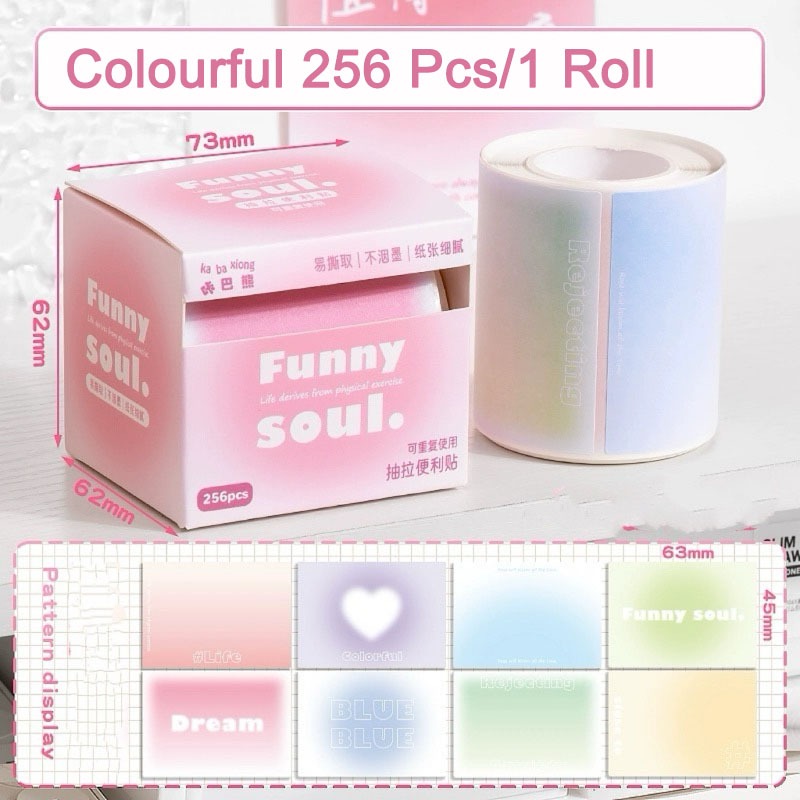 

256 Pcs/1 Roll Sticky Notes Memo Label Sticker Bookmark /Pull-out Sticky Notes Sticker Lucu /Sticky Note Pelajar /DIY Notebook Decoration Material /Sticky Notes Aesthetic