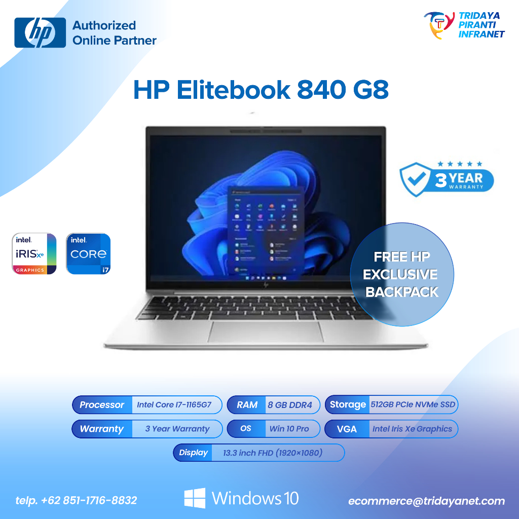 HP 840 G8 (I7-1165G7, 8GB, 512GBSSD, NODVD, WIN10PRO, 3YR)