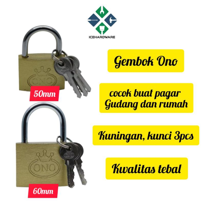 GEMBOK KUNING 50MM,63MM ΟΝΟ/ Gembok Kuningan