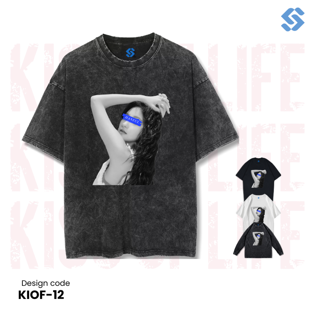 SANZ kaos KISS OF LIFE | stonewashed washed sandwash t-shirt | black white longsleeve | KIOF-12