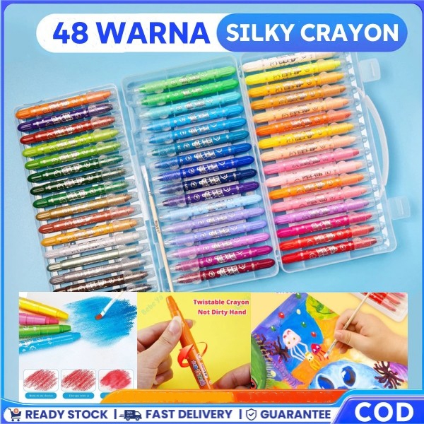 

【READY】Grasp Crayon Set 12/36/48 Warna Silky Crayon Krayon Licin Grasp Water Soluble Crayons