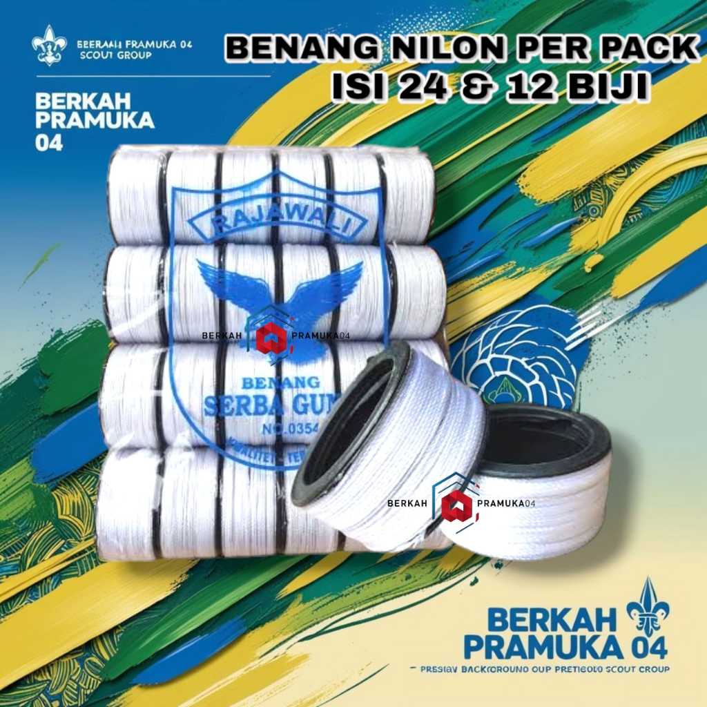 Benang tali nilon layangan putih besar perpack isi 24 biji