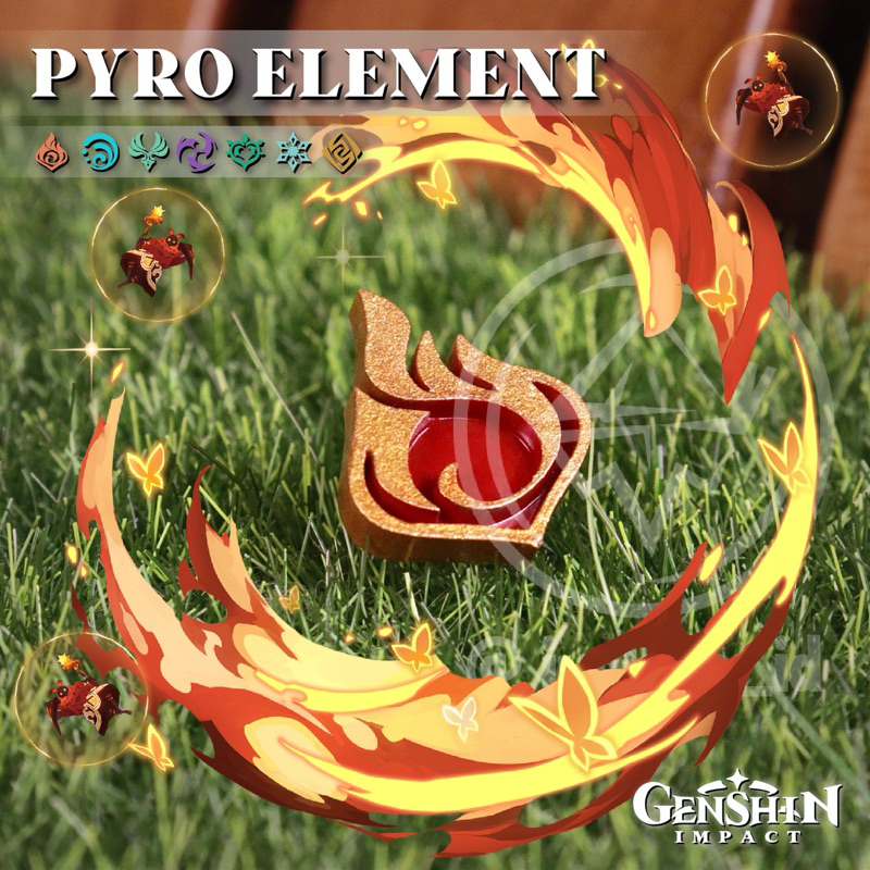 Genshin artisan keycaps pyro element genshin impact keycaps for mechanical keyboard by JUNKIEE