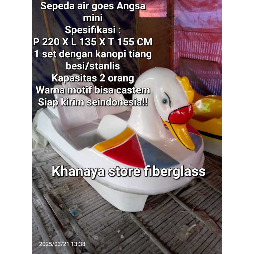 Sepeda air gowes angsa mini fiberglass_Permainan wahana air_Perahu karakter angsa mini_Mainan bebek