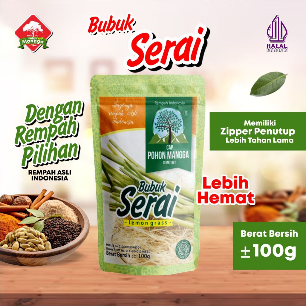 

(POUCH) Serai Bubuk Cap Pohon Mangga 100gr