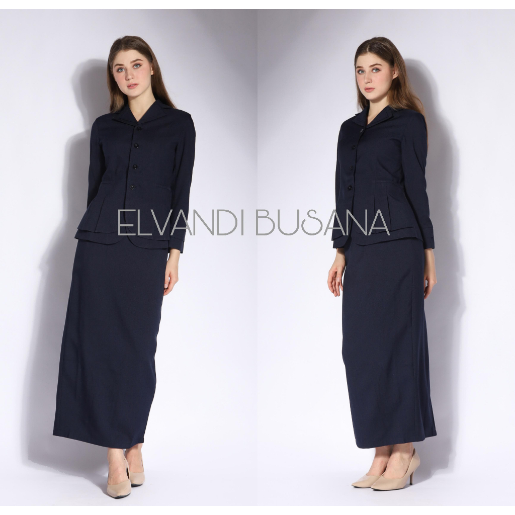 Blazer Wanita Baju Kerja Kantor Seragam Dinas PDH PNS Pemda Guru ASN Wanita kode 7015 Navy