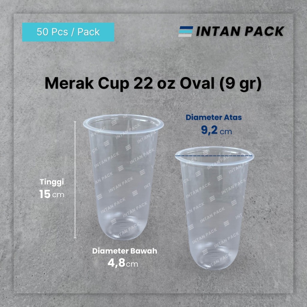 Cup 22 oz Oval 9 gram Merak (isi 50 pcs)