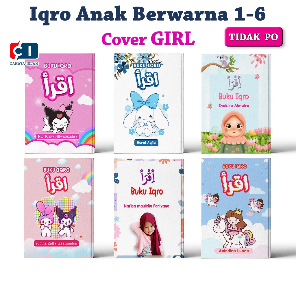 Iqro Anak CUSTOM MILENIAL COVER GIRL Hard Cover & Soft Cover Iqro Iqra Anak Perempuan Custom Gratis 