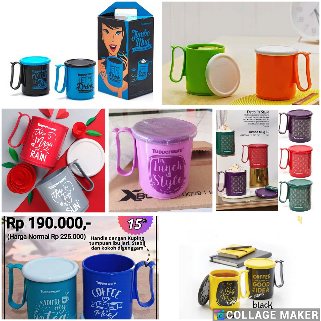 jumbo mug tupperware cangkir besar 600 ml