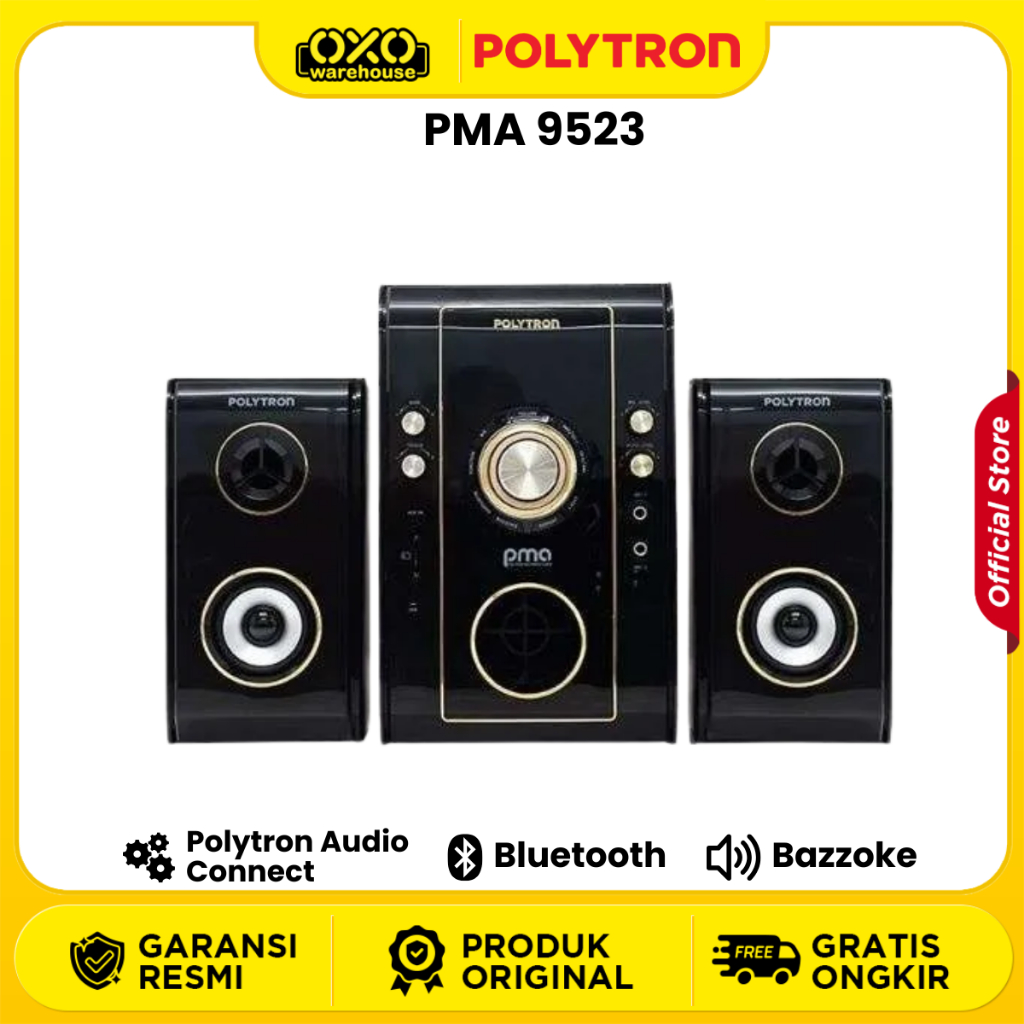 POLYTRON Multimedia Audio Speaker PMA-9523 B/W Portabel Low Watt Garansi Resmi