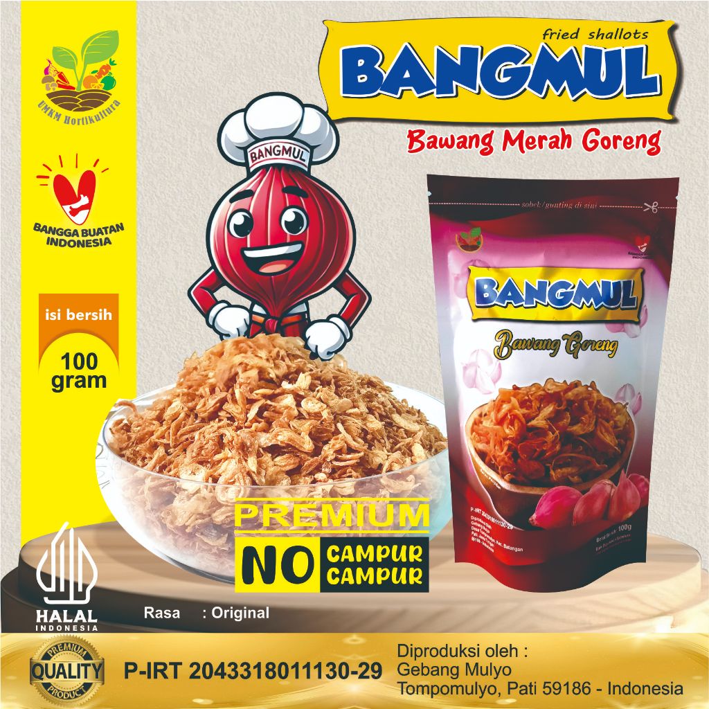 

BANGMUL 100 Gram Bawang Merah Goreng Fried Shallots makan enak diproduksi oleh Gebang Mulyo