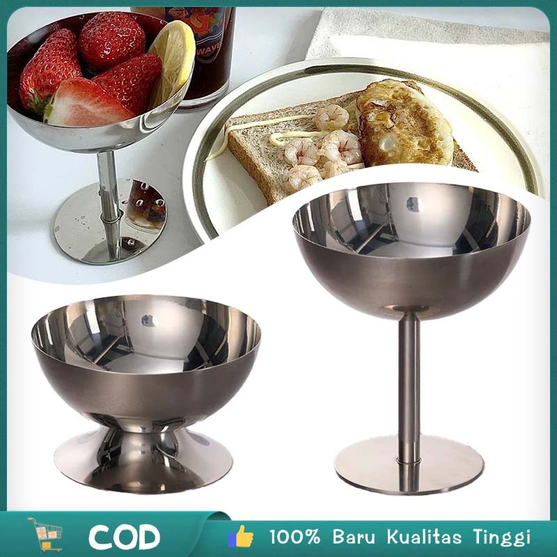 304 Gelas Es Cream Cangkir Es Krim Stainless Codiment Sauce Cup Muk Kaki Tinggi Pendek Vintage Stain