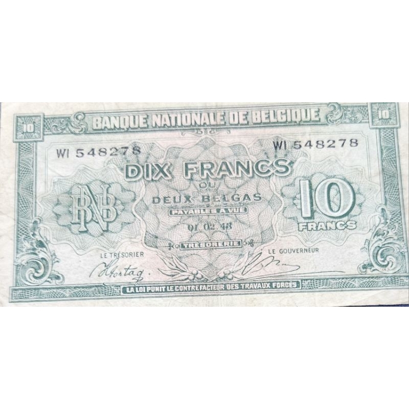 #Super Murah Sangat Jarang Uang Asing Negara Belgia 10 Frans 1948 Kondisi AXF Dijamin Original 100%
