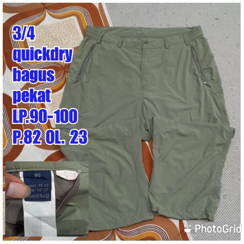 celana gunung outdoor pendek 3/4 montbell