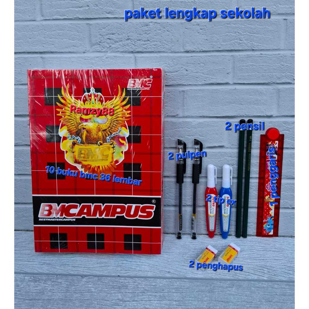 

Promo ( PROMO) Paket Sekolah Lengkap dengan 10 Buku BMCampus, 2 Pulpen, 2 Pensil, 2 Penghapus, 2 Tip