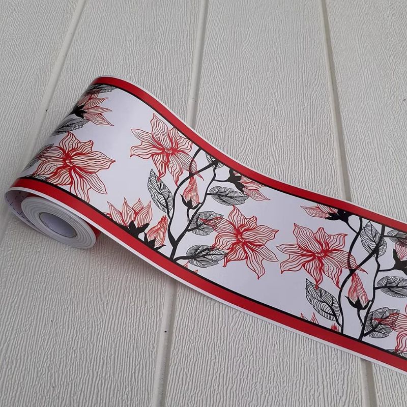 List Border Bunga Merah List Border 10cm x 10m List Border List Wallpaper Sabuk Dinding List Dinding