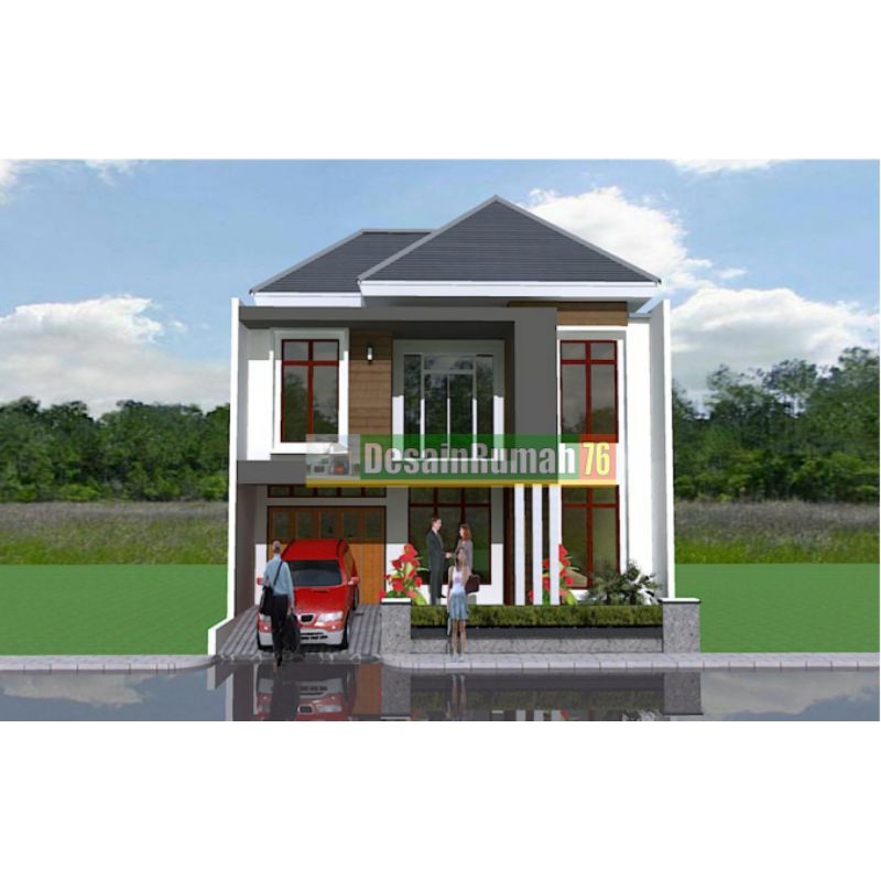 Paket desain rumah minimalis 2lantai, ukuran 10x15, 4 kamar tidur, desain rumah 3D+gambar kerja leng