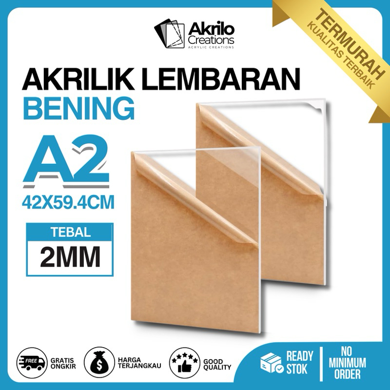

Akrilik Transparan 2mm A2 Lembaran Acrylic Bening 42x60CM Bahan Akrilik JunDW
