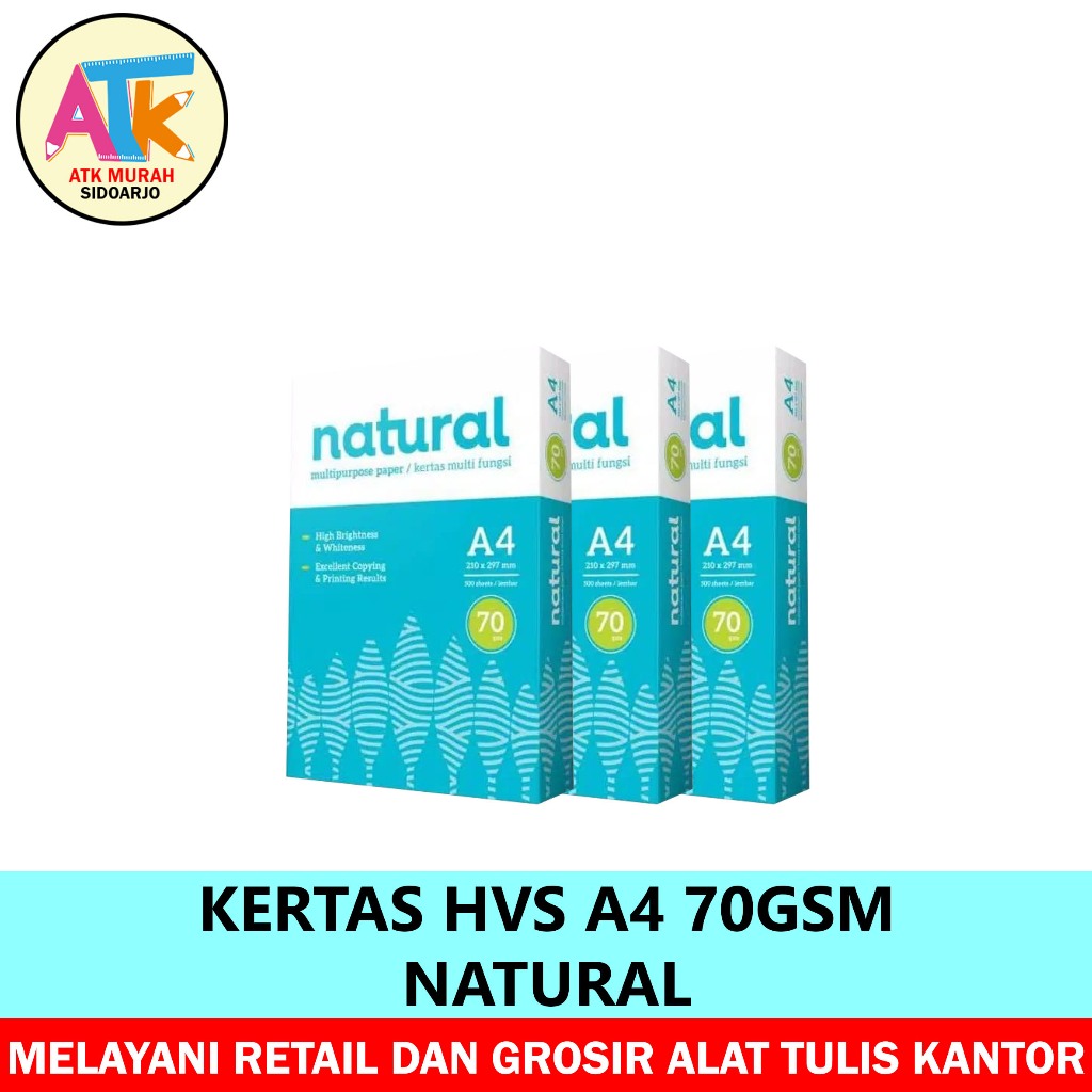 

KERTAS HVS NATURAL 70 A4 - 21X29.70CM