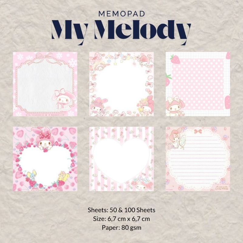 

Memopad My Melody Cute Kawaii - 50/100 Sheets | Avereverie