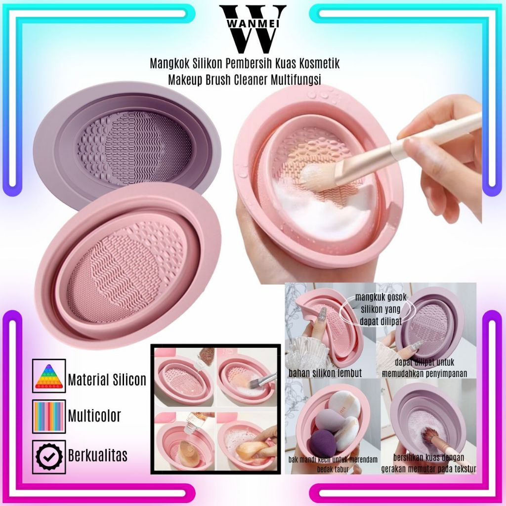 WM Mangkok Silikon Pembersih Kuas Kosmetik Makeup Brush Cleaner Multifungsi