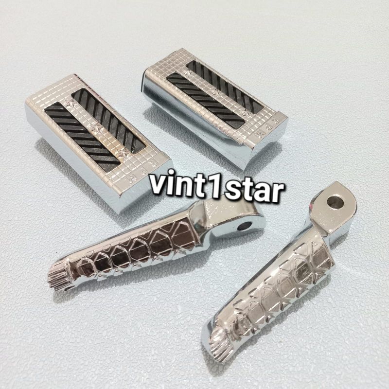 Sepaket Injakan kaki / Pijakan Kaki / FootStep Depan Dan Belakang Besi Stainless / Hard Chrome Impor