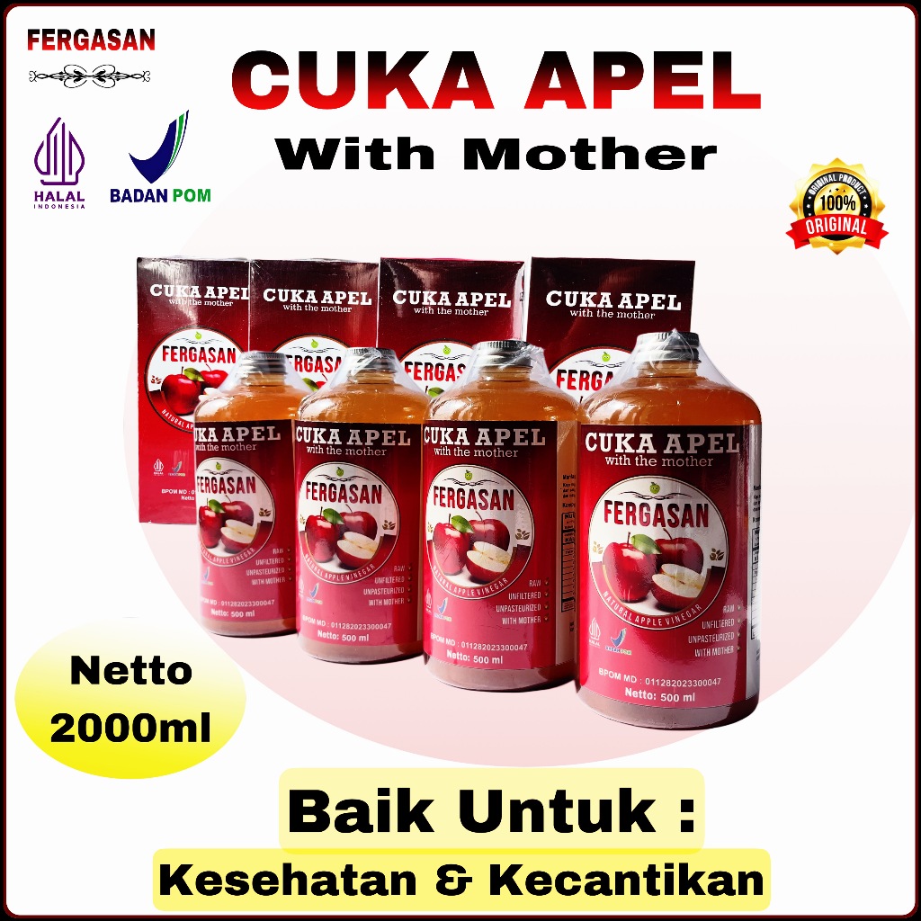 

Fergasan - Cuka Apel Murni Buah Apel - Dengan Inang Cuka Paket Isi 250 - 1000 Ml, Untuk Jantung
