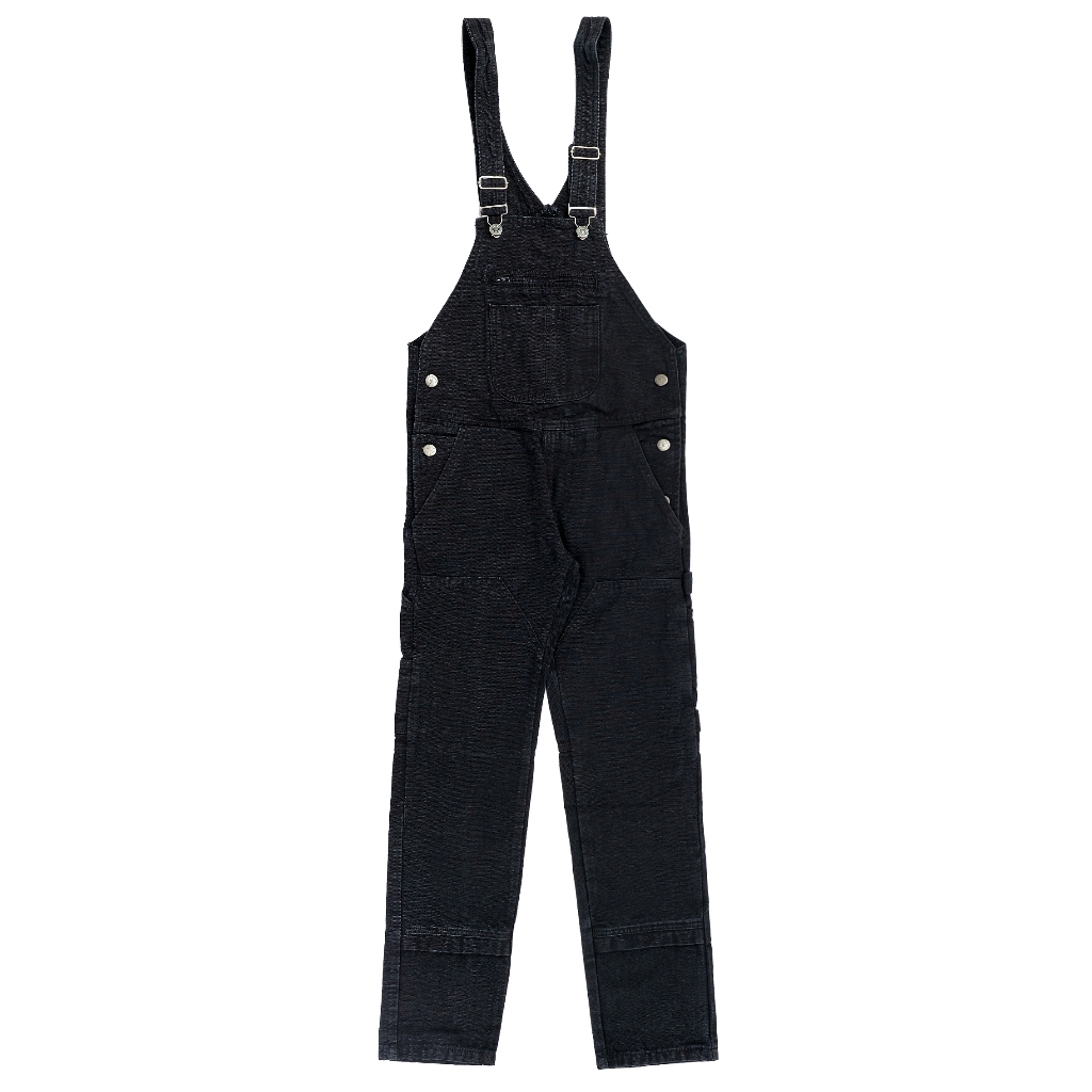 Overall Denim Pria Wanita Model Fit Tali Adjustable Warna Hitam