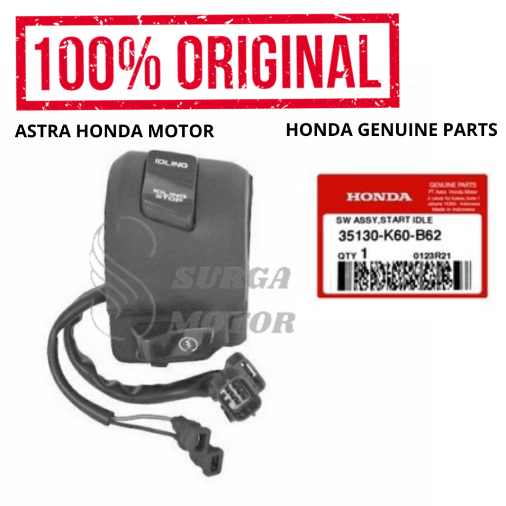 Holder Kanan Tombol Idling Stater Vario 125 LED K60 Original Honda AHM 35130-K60-B62 Saklar Switch