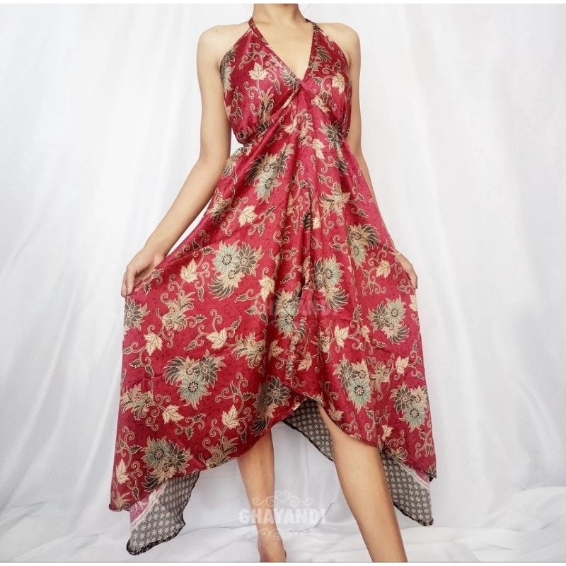 LD 86 cm Premium Dress Batik Bali Sangat Lembut Kualitas Super Dress Satin Piramid Bali Dress Bali P