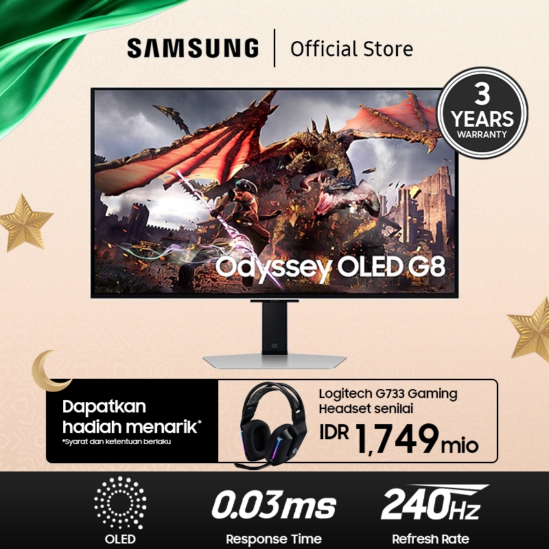 Samsung Gaming Monitor 32" Odyssey OLED G8 G80SD UHD 240Hz - LS32DG802SEXXD