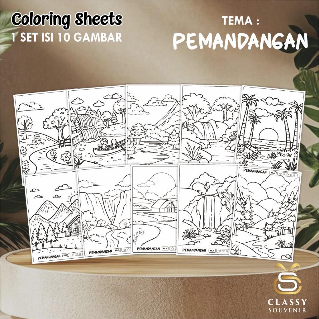 

LEMBAR GAMBAR MEWARNAI ANIMASI ANAK - KERTAS MEWARNAI ANAK 1 SET ISI 10 LEMBAR GAMBAR - COLORING SHEETS FOR KIDS- PEMANDANGAN