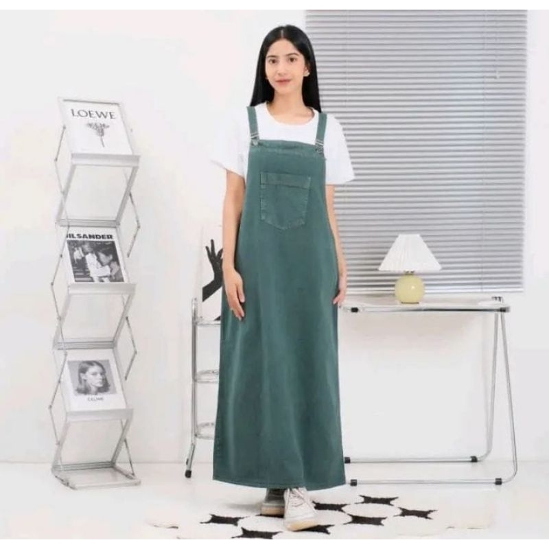 BAJU KODOK ANYA OVERALL JEANS ROK WANITA MOTIF POLOS / DRESS REMAJA & DEWASA