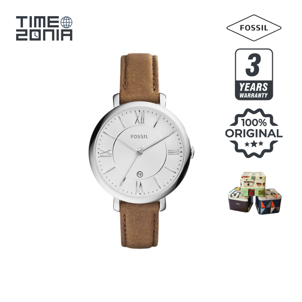 TimeZonia Jam Tangan Wanita - Jacqueline Silver Dial Brown Leather Strap