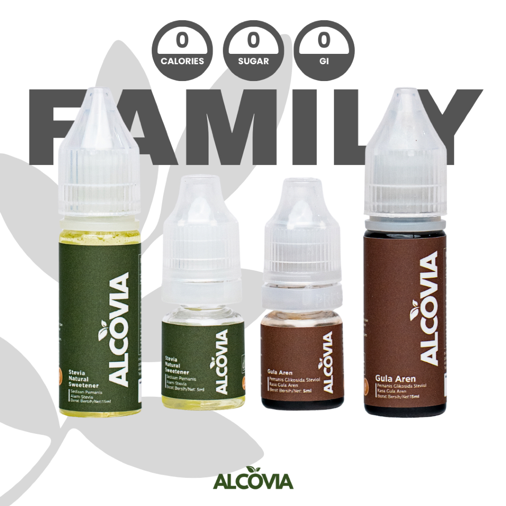 

(FAMILY MIX) Alcovia Stevia Original & Aren Natural Sweetener - 5ml & 15ml