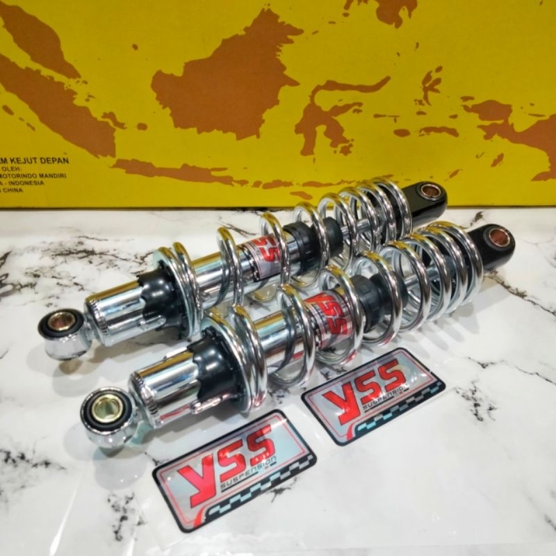 SHOCK BELAKANG NON Non Tabung Universal 280-360mm Sepasang untuk Motor Bebek Sport Warna Chrome Hita