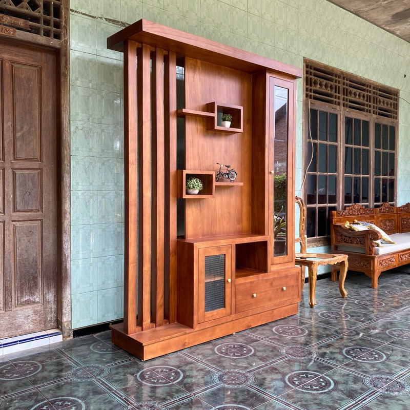 PARTISI/PENYEKAT RUANGAN 2 sisi 160 cm KAYU JATI (free souvenir)