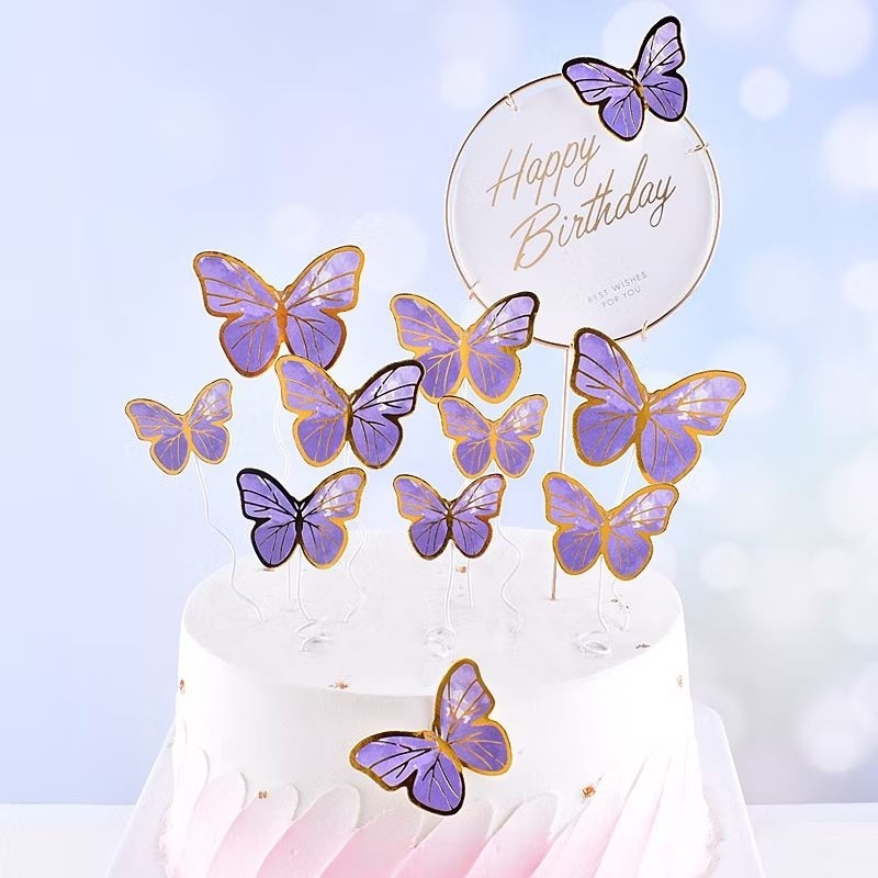 Butterfly Cake Topper / Cake Topper Kupu-Kupu / Hiasan Kue Ulang Tahun / Hiasan Cake Kupu-Kupu / Aks