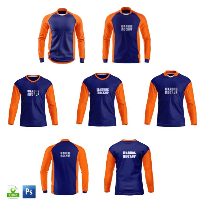 MOCKUP JERSEY LENGAN PANJANG - PSD PHOTOSHOP - CORELDRAW