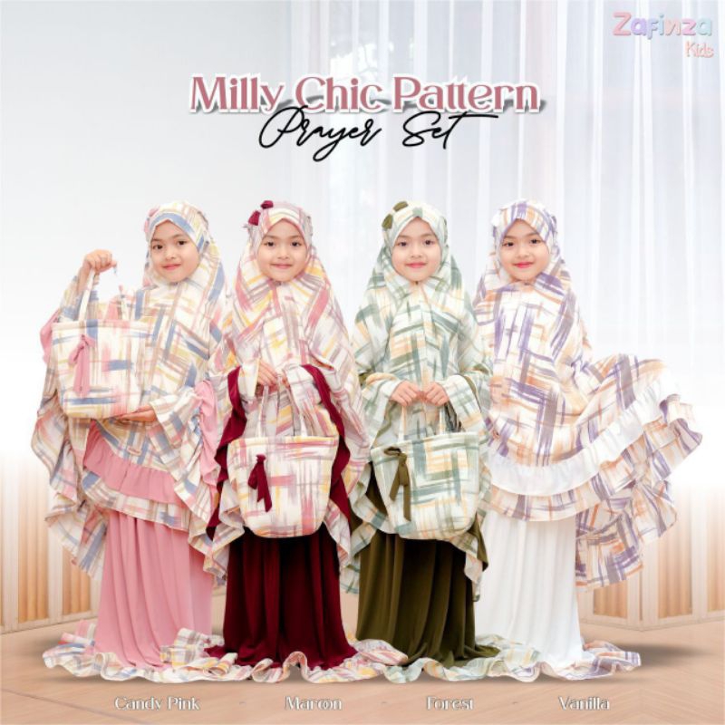 Zafinza Mukena Milly Chic Pattern couple Mom & Kids